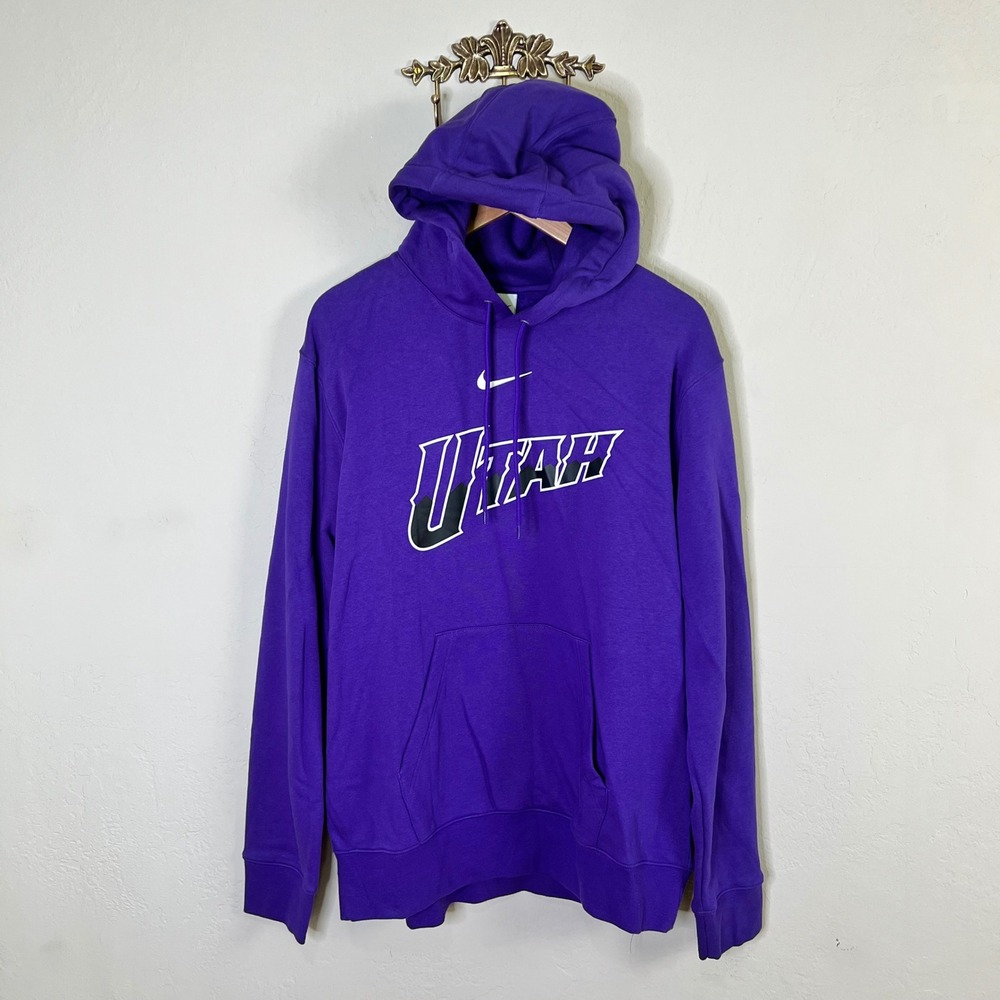 Utah Jazz NBA Nike Hoodie Mens Size Large Purple Fleece Pullover Graphic New